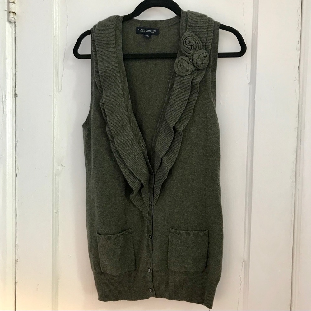 BR Italian Yarn Sleeveless Knit Tunic Cardigan